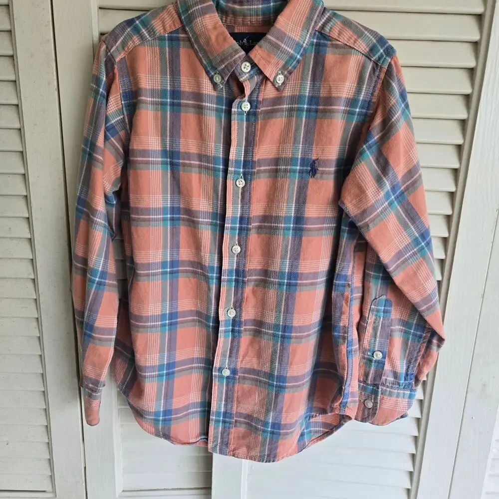 Ralph Lauren Boys Long Sleeve Button Down Shirt Size 5